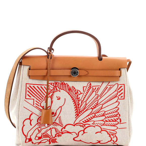 Hermes Handbags - Hermes 31 Herbag Zip Pegase Pop Toile and Leather